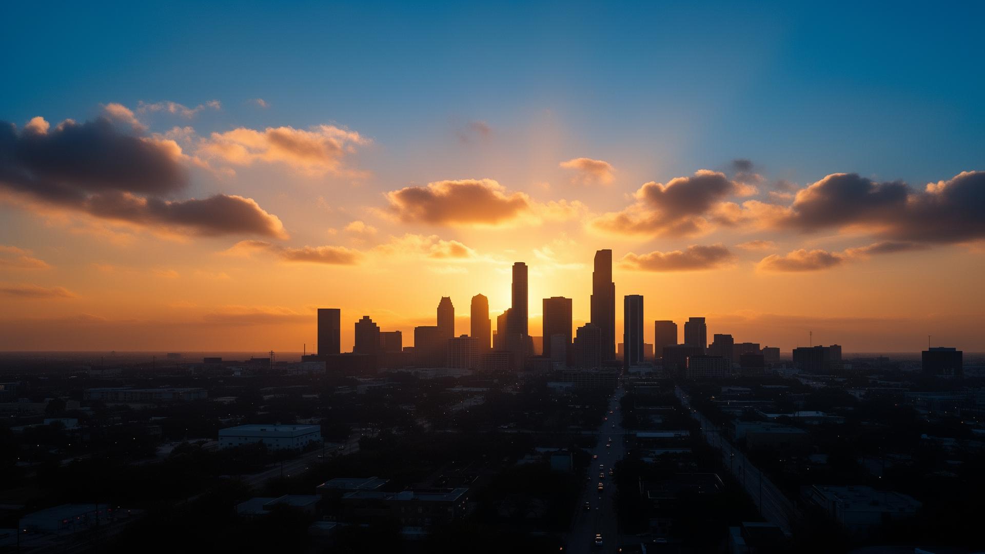 Sunrise over Dallas skyline